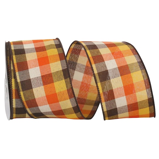 The Ribbon Roll 2.5&#x22; x 10yd. Wired Country Field Tonal Plaid Ribbon
